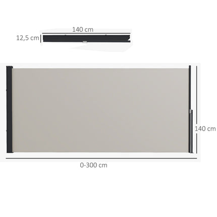Zatahovací boční zástěna, 300 x 140 cm, ochrana proti UV a větru