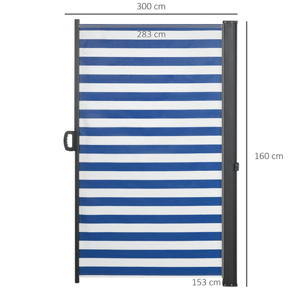 Zatahovací boční markýza, 300 x 160 cm, ochrana proti UV a větru