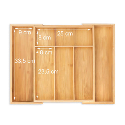 Extendable bamboo cutlery tray