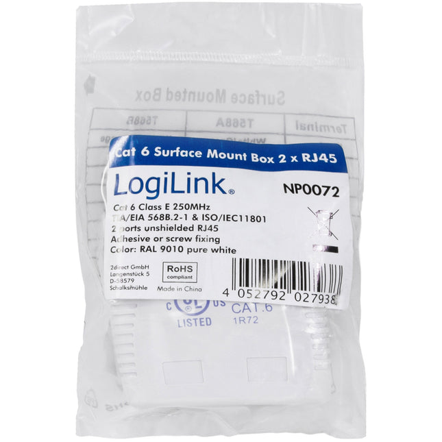 Externí síťová zásuvka CAT6 2xRJ45 bílá