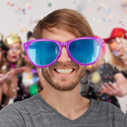 Extra velké party brýle – modře tónovaná XXL skla
