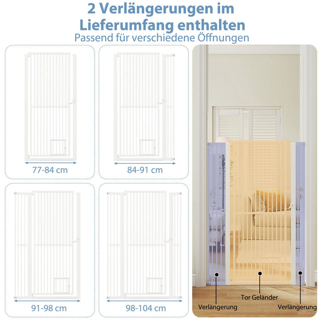 Extra vysoká zábrana pro mazlíčky, kov, šířka 77-104cm, výška 150cm