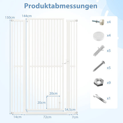 Extra vysoká zábrana pro mazlíčky, kov, šířka 77-104cm, výška 150cm
