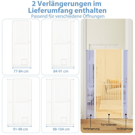 Extra Tall Pet Gate, Metal, 77-104 cm Wide, 171 cm High