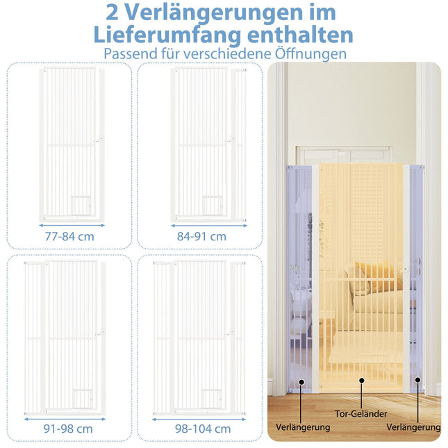 Extra vysoká zábrana pro mazlíčky, kov, šířka 77-104 cm, výška 171 cm