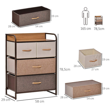 Fabric Dresser with 4 Drawers, Metal Frame – Multicolor