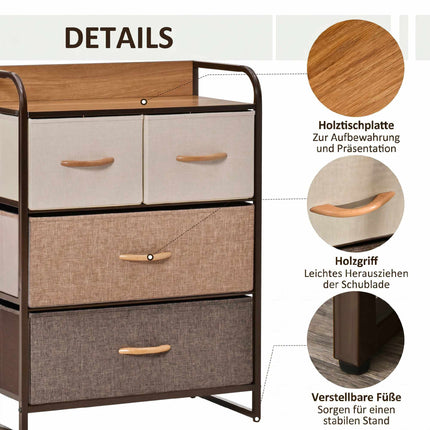 Fabric Dresser with 4 Drawers, Metal Frame – Multicolor