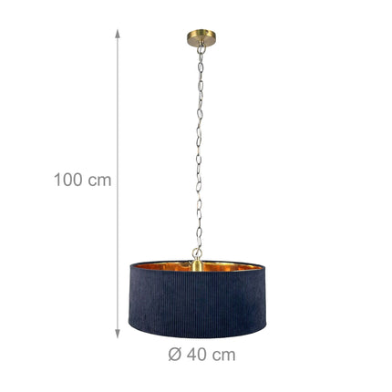 Textiler Pendelschirm, gerilltes Design, Bronze-Innenseite