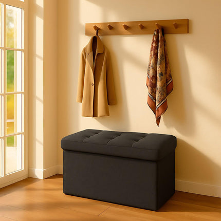 Fabric Upholstered Storage Bench – Foldable, Seats Two