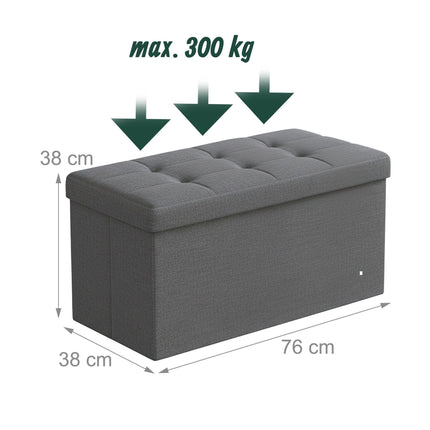 Fabric Upholstered Storage Bench – Foldable, Seats Two