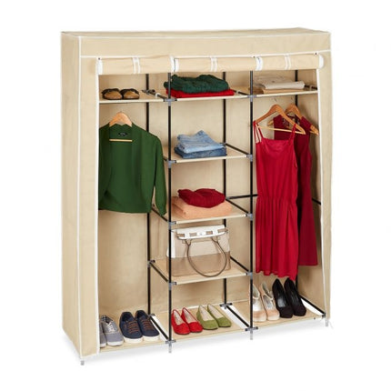 Fabric wardrobe XXL with 9 shelves