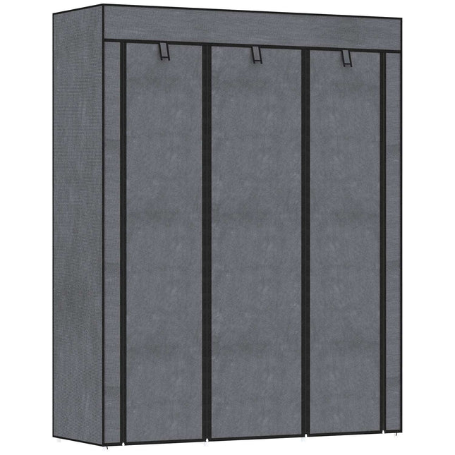 Folding fabric wardrobe with clothes rail, dark grey