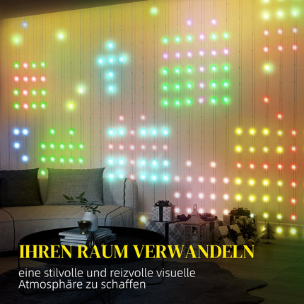 LED světelný závěs, 3x3m, 400 LED, synchronizace s hudbou, časovač