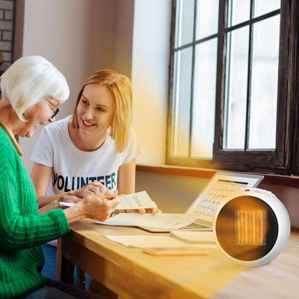 Elektrický teplovzdušný ventilátor, 900W/1500W, bílá a černá, kompaktní