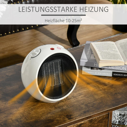 Elektrický teplovzdušný ventilátor, 900W/1500W, bílá a černá, kompaktní