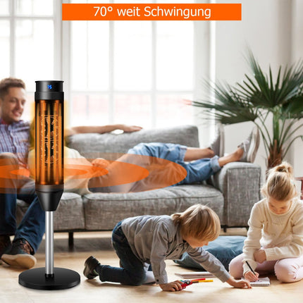 Teplovzdušný ventilátor elektrický oscilační keramický věžový ohřívač 28 x 28 x 85 cm černá