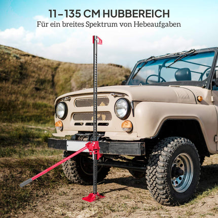 Farmářský zvedák 135 cm nosnost 3000 kg offroad tyčový zvedák z oceli červená+černá