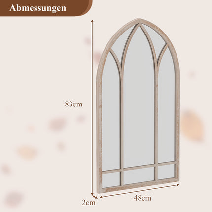 Wandspiegel Bauernhaus, Bogenform, 83x48 cm, Metallrahmen Grau
