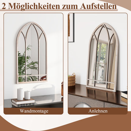Wandspiegel Bauernhaus, Bogenform, 83x48 cm, Metallrahmen Grau