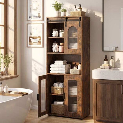 Farmhouse Bathroom Cabinet, Sliding Door, 60x30x150 cm