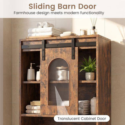 Farmhouse Bathroom Cabinet, Sliding Door, 60x30x150 cm