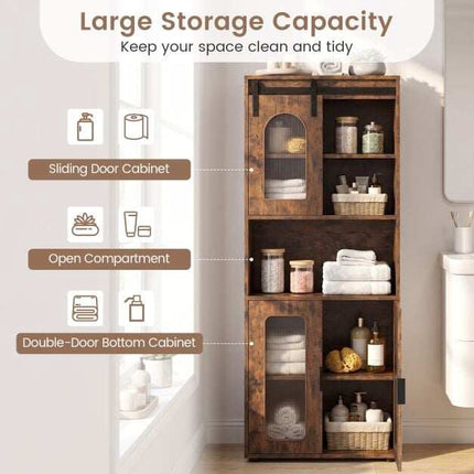 Farmhouse Bathroom Cabinet, Sliding Door, 60x30x150 cm