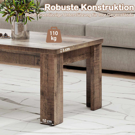 Farmhouse Coffee Table, 120 cm, Brown Wood-Like Surface