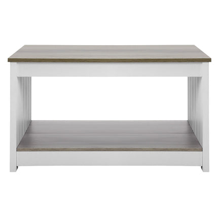 Farmhouse Coffee Table, 31.5 in Square, Open Storage, Gray/White