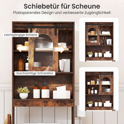Farmhouse Over Toilet Storage Cabinet, Rustic Brown, 170 cm