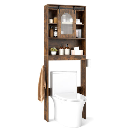 Farmhouse Over Toilet Storage Cabinet, Rustic Brown, 170 cm