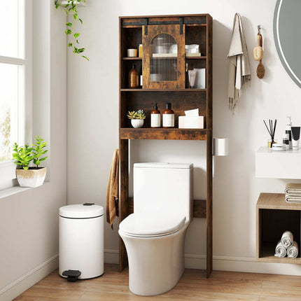 Farmhouse Over Toilet Storage Cabinet, Rustic Brown, 170 cm