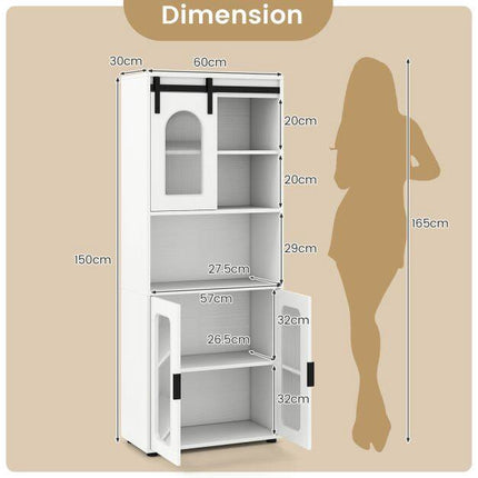 Farmhouse White Bathroom Cabinet with Sliding Barn Door