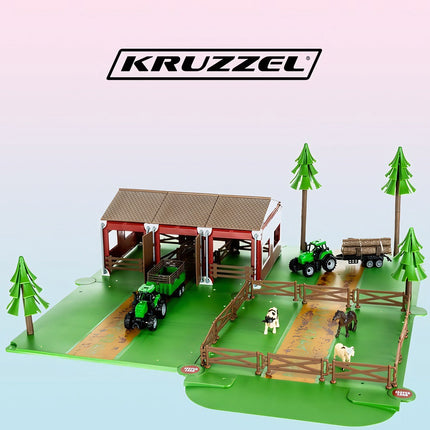 Farma se zvířaty + 2 zemědělská autíčka 22404