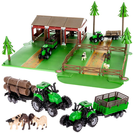 Farma se zvířaty + 2 zemědělská autíčka 22404