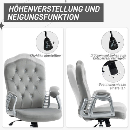 Ergonomická kancelářská židle ze syntetické kůže, nastavitelná, světle šedá