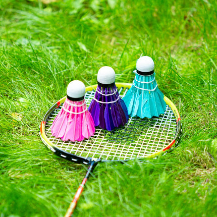 Péřové badmintonové košíčky, barevné, 3 ks