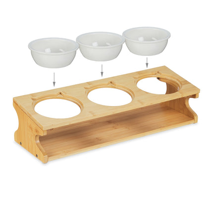 Feeding station for cats with 3 bowls