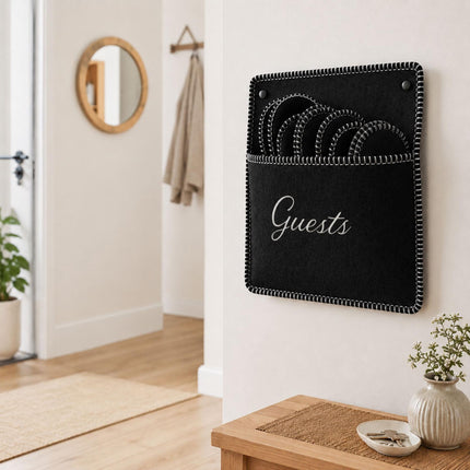 Felt Guest Slippers Set, 6 Pairs with Storage Bag