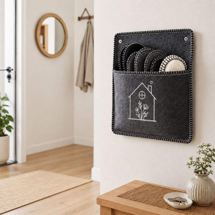 Felt Guest Slippers Set, 6 Pairs with Storage Bag