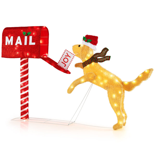 Weihnachtsbriefkasten- und Hunde-Dekoration, 120 LEDs, 108 cm
