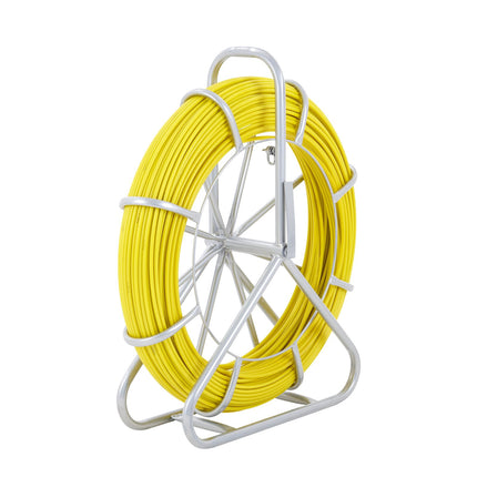Fiberglass Fish Tape 200 m, 6.35 mm, Steel Reel, 3 Heads