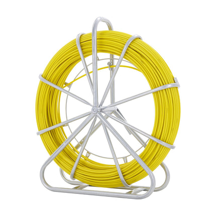 Fiberglass Fish Tape 425 ft, 1/4 in, Steel Reel, 3 Heads