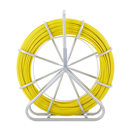 Fiberglass Fish Tape 425 ft, 1/4 in, Steel Reel, 3 Heads