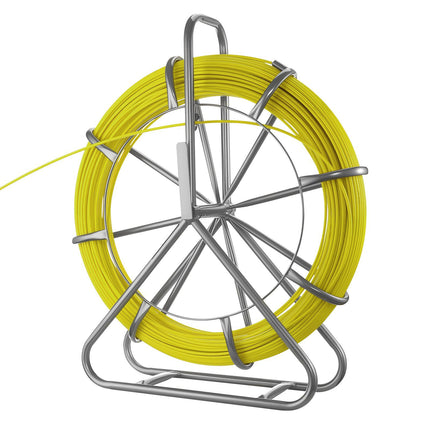Fiberglass Fish Tape 500 ft 1/4 in, Non-Conductive Stand