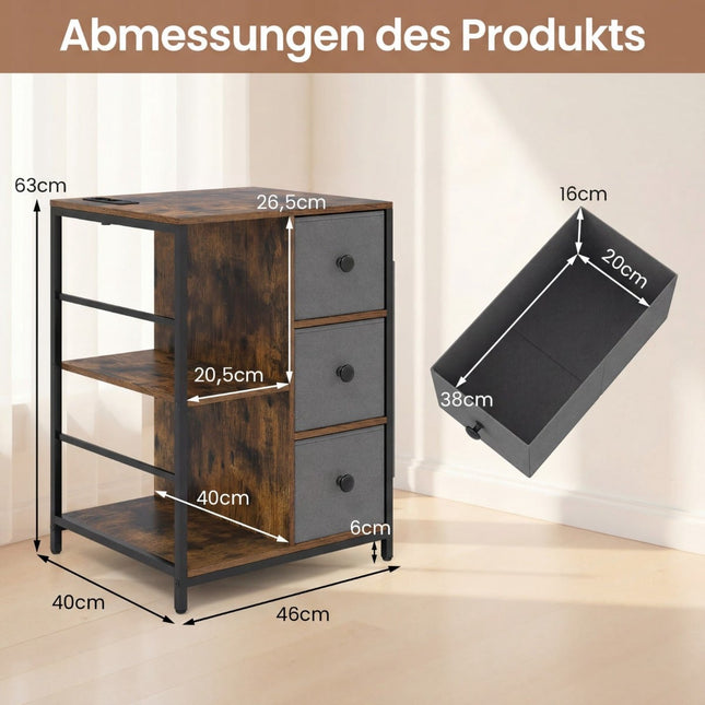 Archiefkast met oplaadstation en stoffen lades