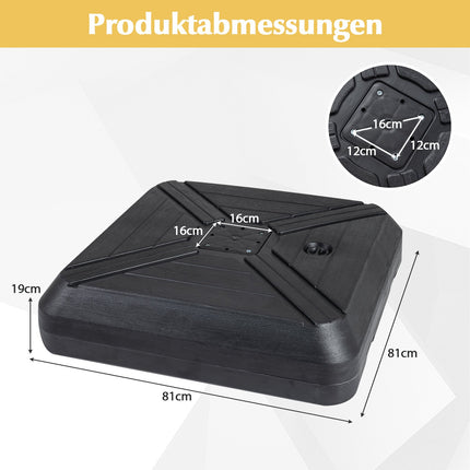 Plnitelný odolný stojan na slunečník s kolečky, čtvercový 81cm
