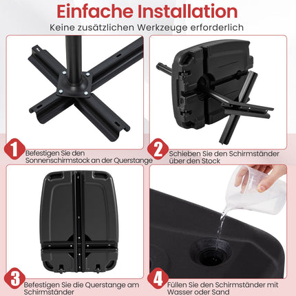Plnitelný stojan na zahradní slunečník s kolečky, HDPE, nosnost 102kg