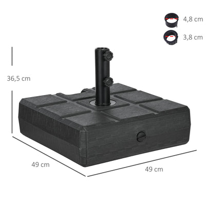 Plnitelný plastový stojan na slunečník, 30-40kg, černá