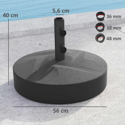 Plnitelný stojan na slunečník, 30kg, černá, HDPE, 36/38/48mm