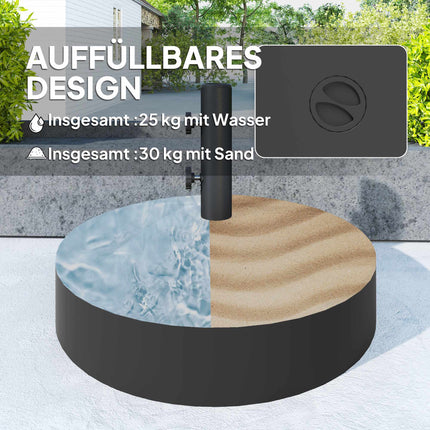 Plnitelný stojan na slunečník, 30kg, černá, HDPE, 36/38/48mm